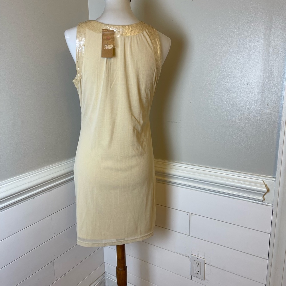 Cremieux Cream Sequined Dress M FREE SHIP - Picture 3 of 5